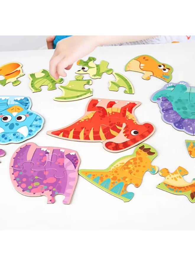 Educational Cognitive Puzzle Set - Dinosaurs - 6 Puzzles per Box - Montessori Learning Toy - Image 2