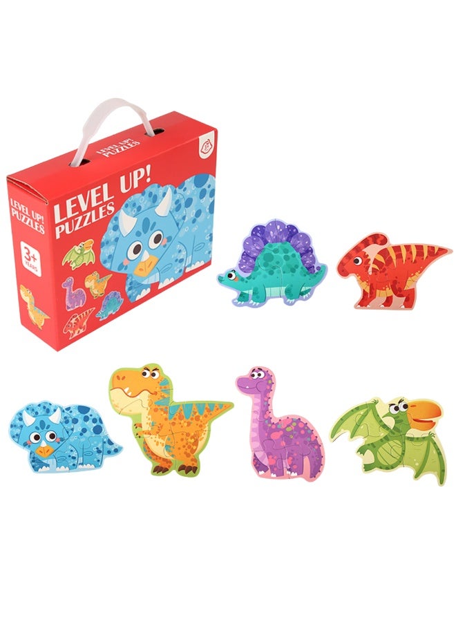 Educational Cognitive Puzzle Set - Dinosaurs - 6 Puzzles per Box - Montessori Learning Toy - Image 1