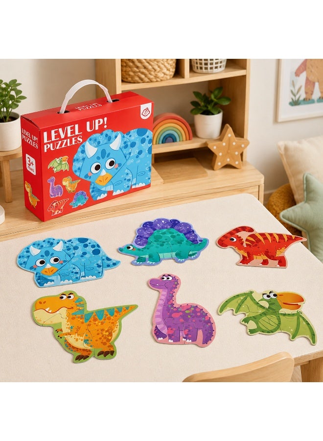 Educational Cognitive Puzzle Set - Dinosaurs - 6 Puzzles per Box - Montessori Learning Toy - Image 3