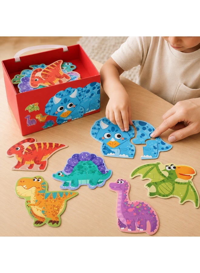 Educational Cognitive Puzzle Set - Dinosaurs - 6 Puzzles per Box - Montessori Learning Toy - Image 4