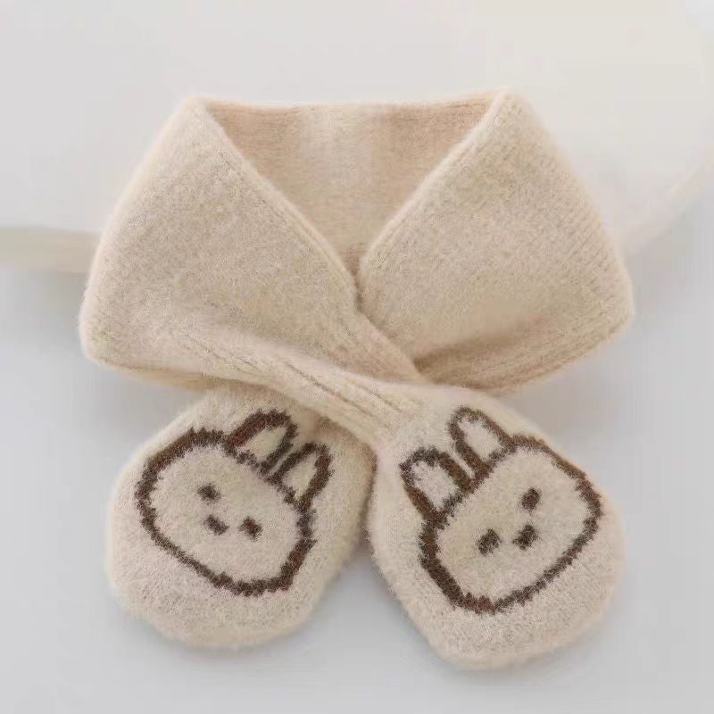 Cute Rabbit Baby Knit Hat Scarf Set Pink [scarf]]  - Image 4