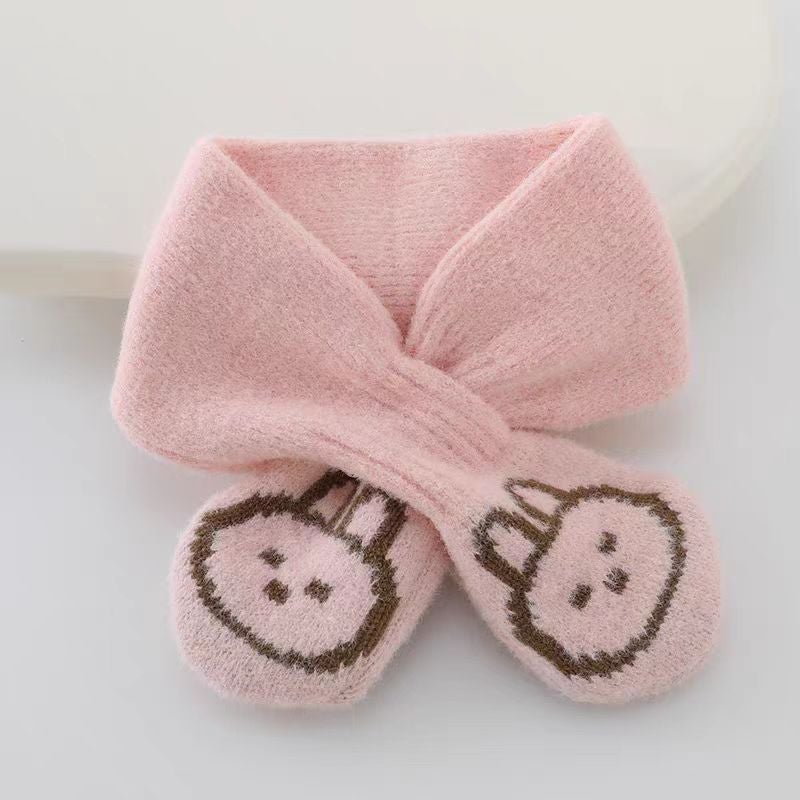 Cute Rabbit Baby Knit Hat Scarf Set Pink [scarf]]  - Image 1