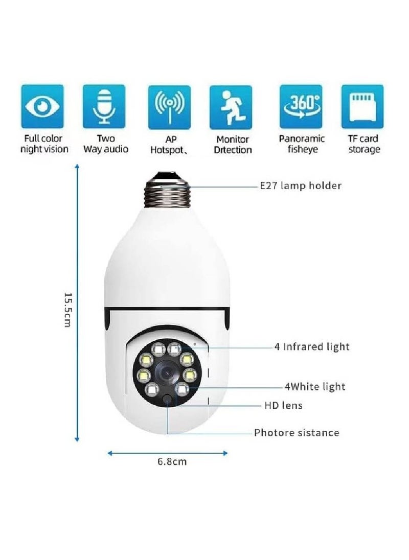 GENNEXT - New Light Bulb Camera, Wireless WiFi Full HD 5MP Security Light Bulb Camera, 360 Panoramic IP Camera, 1080P 2.4GHz Indoor Outdoor WiFi Camera with Real-time Motion Detection, Alerts, Night Vision - Image 1