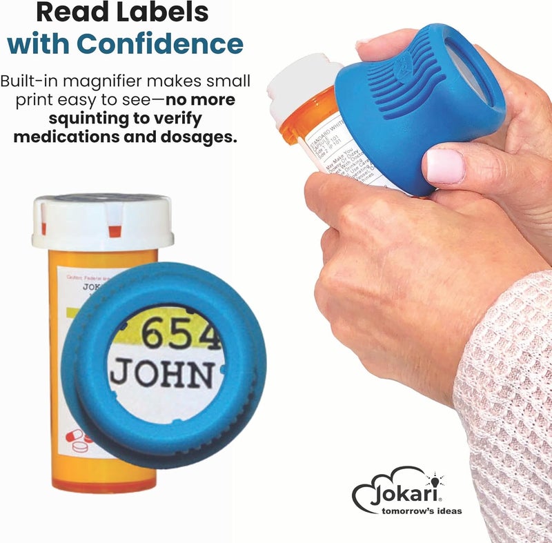 Jokari Easy Open Prescription Medicine Bottle Opener and Built in Magnifying Glass. Helps Read Medical Pharmacy Label Print to Ensure Taking Correct Pills and Dosage. (3-Pack) - Image 2