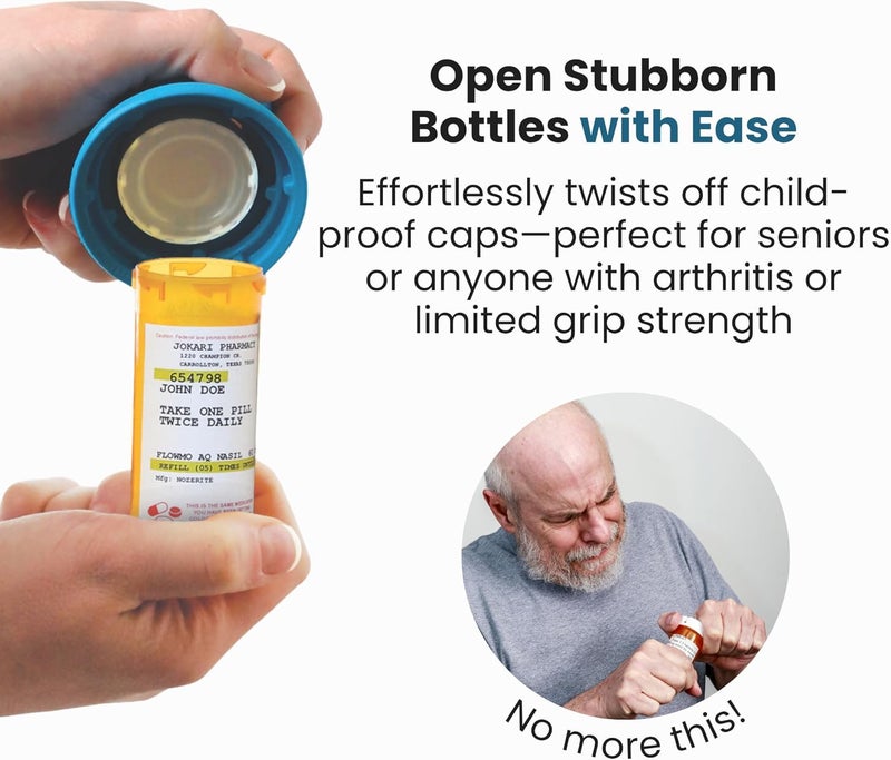 Jokari Easy Open Prescription Medicine Bottle Opener and Built in Magnifying Glass. Helps Read Medical Pharmacy Label Print to Ensure Taking Correct Pills and Dosage. (3-Pack) - Image 3
