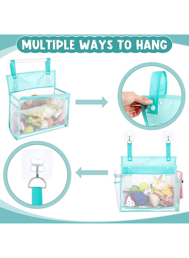 SYOSI 2 Pcs Blue Mesh Bath Toy Organizer With 4 Suction Hooks Ideal Storage Solution For Baby & Toddler Bath Toys Durable Shower Caddy For Bathtub Fun - Image 3