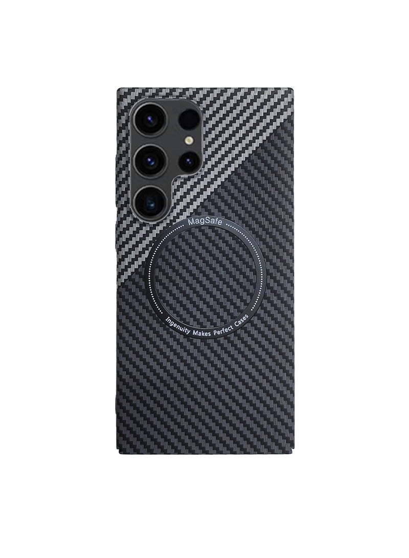 X-level غطاء حقيبة سامسونج جالاكسي S24 الترا مع دعم ماغسيف الشحن اللاسلكي رقيق نحيف مضاد للصدمات نسيج ألياف كربونية بلاستيك صلب ملمس مريح خلفية أغطية الهاتف ملحقات واقية - Image 1