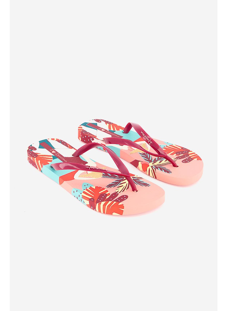 Ipanema Women Graphic Print Flip Flop Slipper, Pink and Red Combo  - Image 1