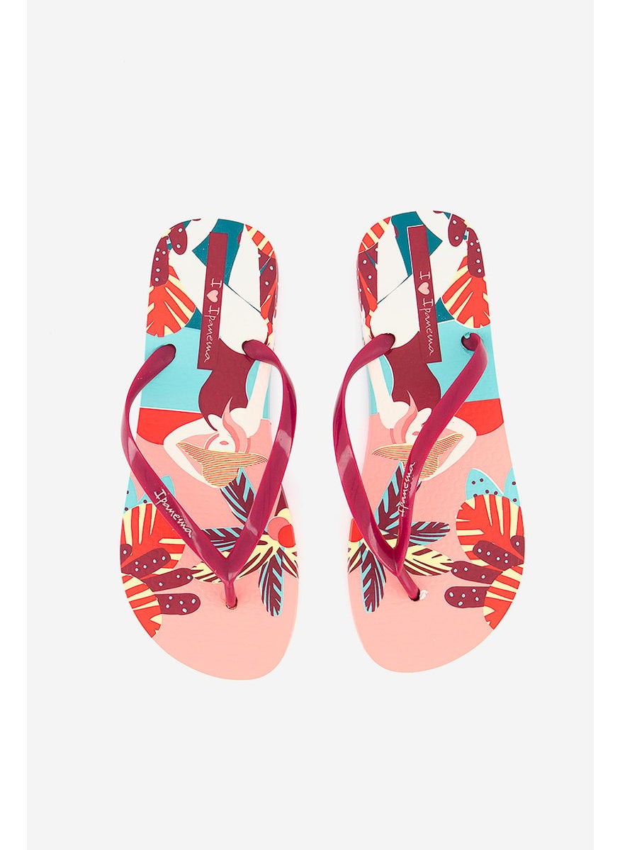 Ipanema Women Graphic Print Flip Flop Slipper, Pink and Red Combo  - Image 3