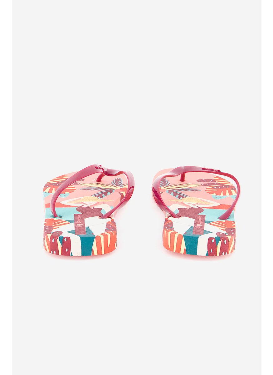 Ipanema Women Graphic Print Flip Flop Slipper, Pink and Red Combo  - Image 4