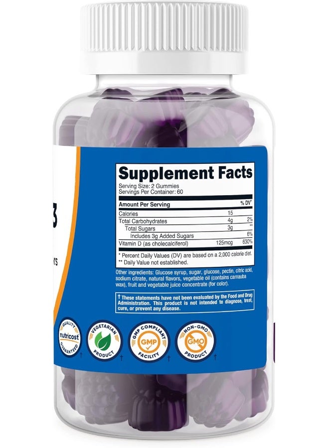 Nutricost Vitamin D3 Gummies Mixed Berry 120 Count for All Ages - Image 4