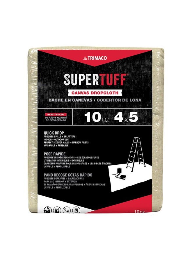 Trimaco SuperTuff 10 oz thick Heavyweight Canvas Drop Cloth, 4-feet x 5-feet - Image 1