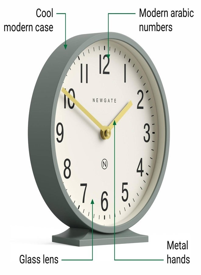 NEWGATE® Q Mantel Clock | Modern Classic Round Mantel Clock | Asparagus Green | Contemporary Style for Mantel, Desk, Table, Shelf or Bedside - Image 5