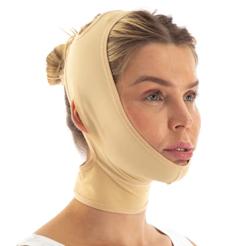invera Post Surgery Neck and Chin Compression Garment Wrap Bandage, Face Slimmer, Jowl Tightening, Neck Coverage, Chin Lifting Strap (Medium (Pack of 1)) - Image 2