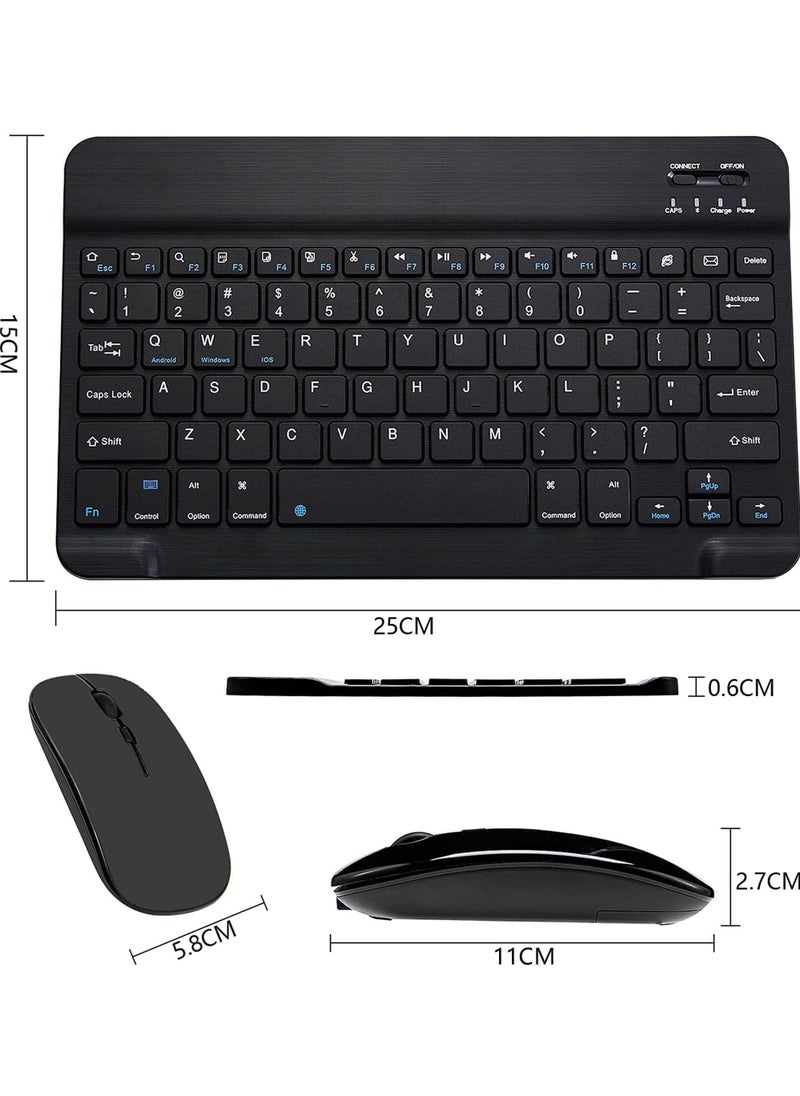 Rock Pow - Ultra-Slim Bluetooth Keyboard and Mouse Combo Rechargeable Portable Wireless Keyboard Mouse Set for Apple iPad iPhone iOS 13 and Above Samsung Tablet Phone Smartphone Android Windows - Image 1