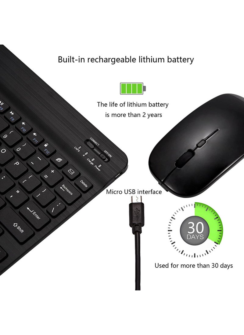 Rock Pow - Ultra-Slim Bluetooth Keyboard and Mouse Combo Rechargeable Portable Wireless Keyboard Mouse Set for Apple iPad iPhone iOS 13 and Above Samsung Tablet Phone Smartphone Android Windows - Image 1