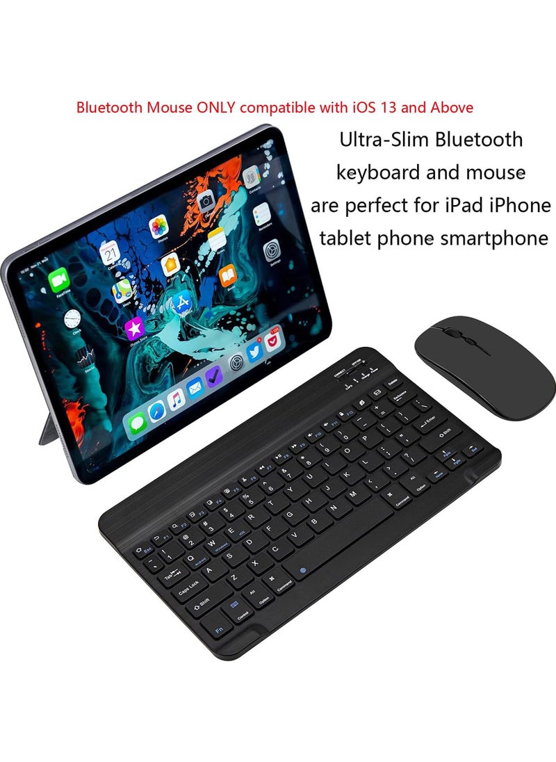 Rock Pow - Ultra-Slim Bluetooth Keyboard and Mouse Combo Rechargeable Portable Wireless Keyboard Mouse Set for Apple iPad iPhone iOS 13 and Above Samsung Tablet Phone Smartphone Android Windows - Image 1