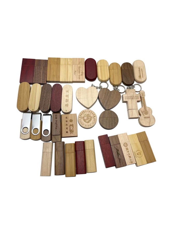 Bamboo Wood U Disk 16g32g Rotating Laser Carved LOGO Ebony Maple Walnut Material-Color:Natural + Box-Capacity:16GB  - Image 4