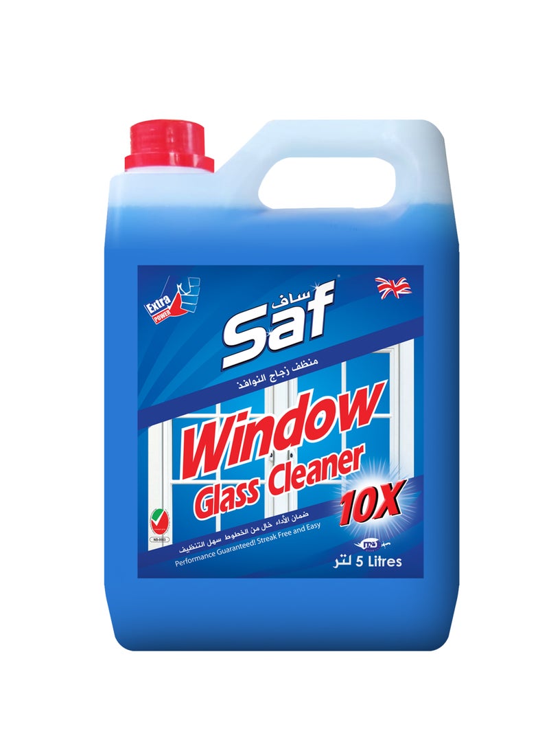 SAF SAF Window & Glass Cleaner 5L, Blue - Professional-Strength Glass Cleaning Solution for Crystal-Clear Results  - Image 1