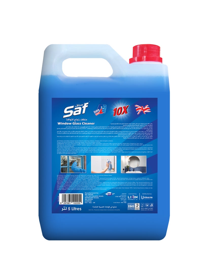 SAF SAF Window & Glass Cleaner 5L, Blue - Professional-Strength Glass Cleaning Solution for Crystal-Clear Results  - Image 2