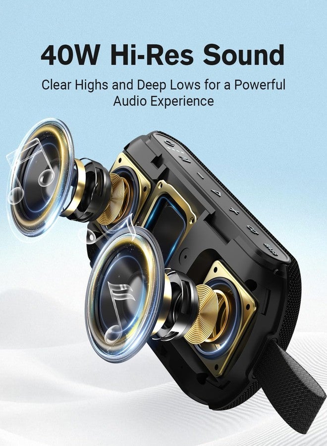 رايدن مكبرات صوت لاسلكية محمولة من أوهايو، مقاومة للماء بمعيار IPX7، بلوتوث 5.3، صوت عالٍ للمنزل، الأماكن الخارجية، الحفلات، أسود - Image 2