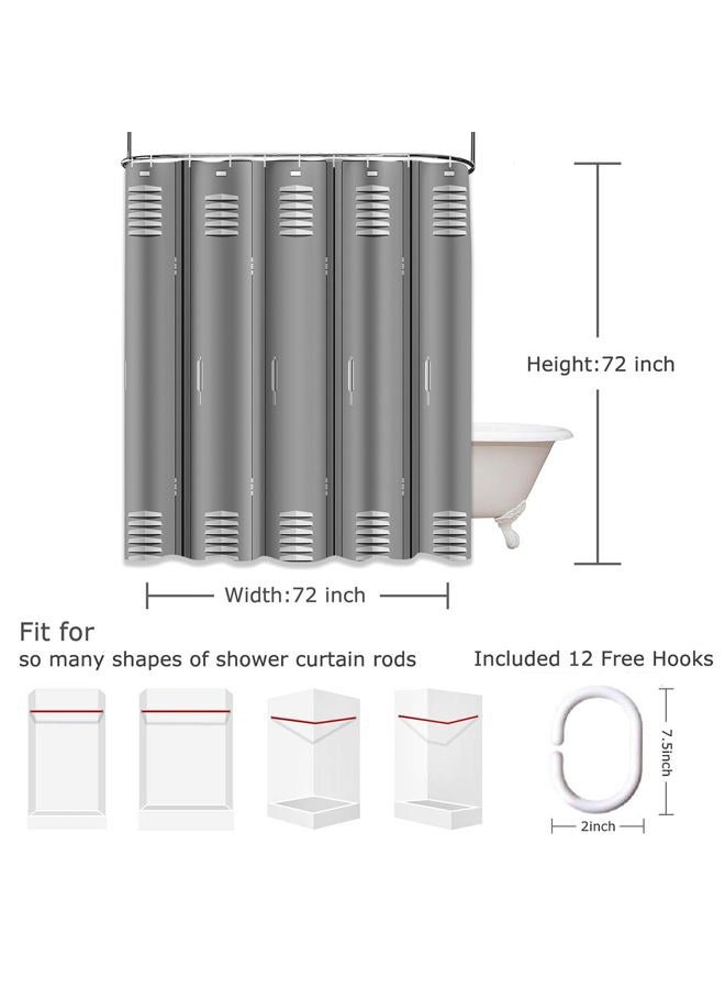 Semtomn Shower Curtain Sports Locker Room Fitness School Gym 72"x72" Home Decor Waterproof Bath Bathroom Curtains Set with Hooks - Image 3