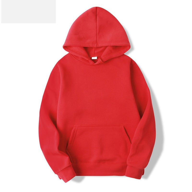 Thick Solid Color Hoodie Unisex 18 Colors Sportswear Red 