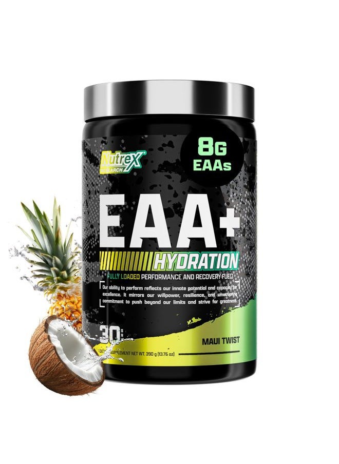 Nutrex Research EAA Hydration | EAAs + BCAAs Powder | Muscle Recovery, Strength, Muscle Building, Endurance | 8G Essential Amino Acids + Electrolytes | Maui Twist Flavor 30 Serving  - Image 1