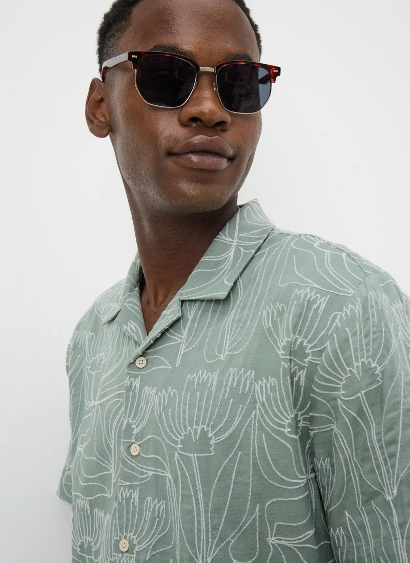 Matalan Sage Floral Embroidered Shirt