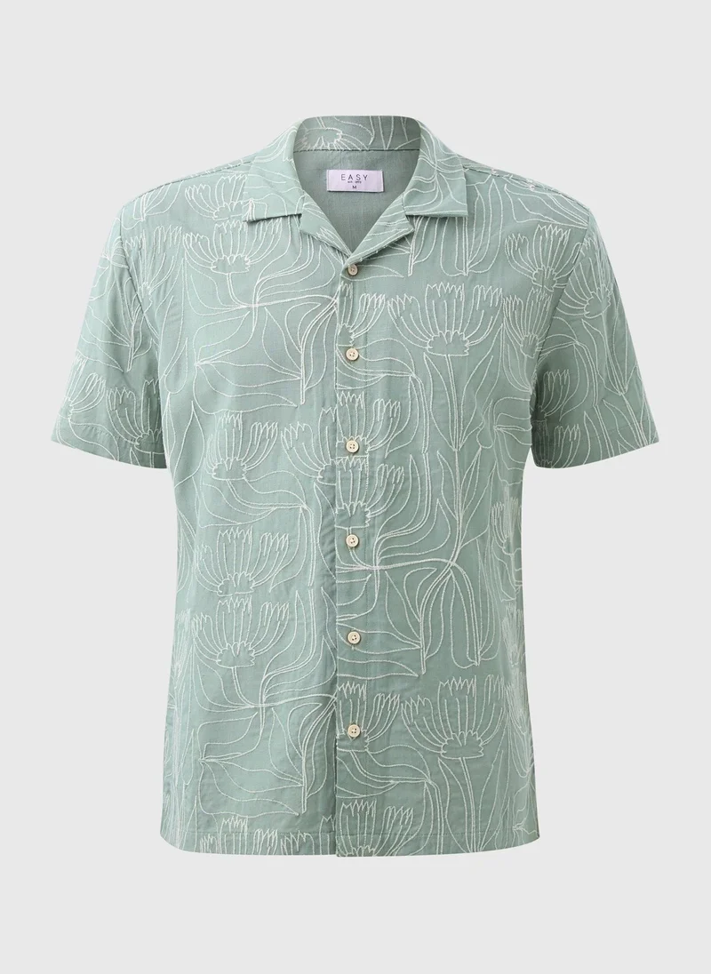 Matalan Sage Floral Embroidered Shirt