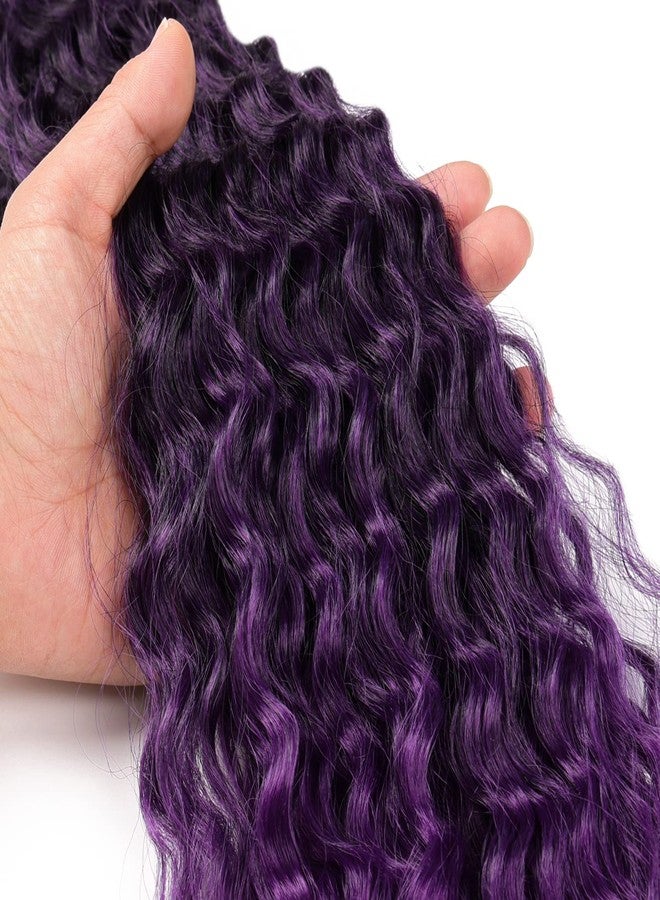 MAYSA Purple Ocean Wave Crochet Hair 22inch Ombre Deep Wave Hair 6Packs Synthetic Curly Braiding Crochet Hair for Women #1BT Purple - Image 4