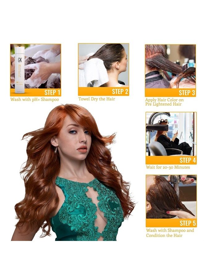 GK Hair أنبوب كريم تلوين الشعر جلوبال كيراتين بروفيشنال (3.4 أونصة سائلة/100 مل) ألوان مغذية ومنظفة لتصفيف الشعر، صبغة طبيعية شبه دائمة عالية الأداء تدوم طويلاً  - Image 2