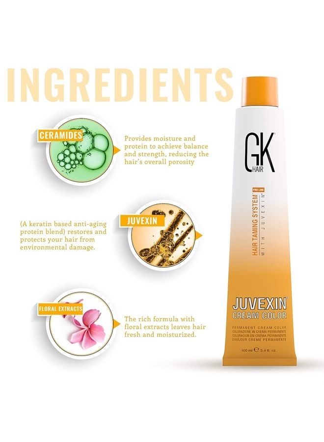 GK Hair أنبوب كريم تلوين الشعر جلوبال كيراتين بروفيشنال (3.4 أونصة سائلة/100 مل) ألوان مغذية ومنظفة لتصفيف الشعر، صبغة طبيعية شبه دائمة عالية الأداء تدوم طويلاً  - Image 3