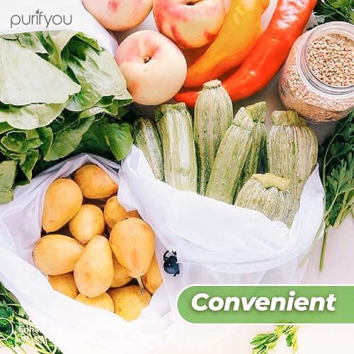 purifyou Set of 10 Reusable Mesh Produce Bags - Heavy Duty, Washable Farmers Market and Storage for Fruits, Vegetables, Groceries, Kitchen, and Home (Small) - Image 3