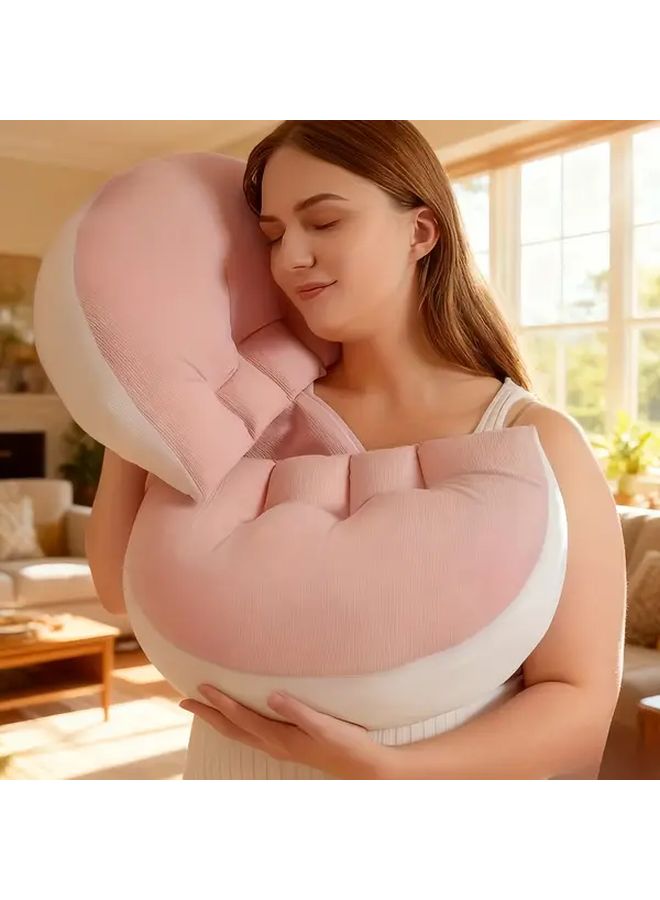 Pink 3D Breathable Ergonomic Maternity Pillow Adjustable U Shaped Pregnancy Support - Image 1