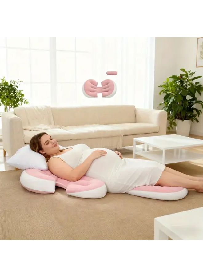 Pink 3D Breathable Ergonomic Maternity Pillow Adjustable U Shaped Pregnancy Support - Image 4