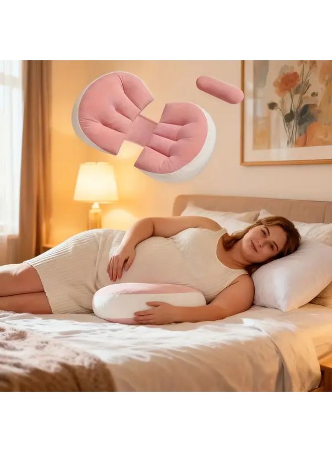 Pink 3D Breathable Ergonomic Maternity Pillow Adjustable U Shaped Pregnancy Support - Image 2