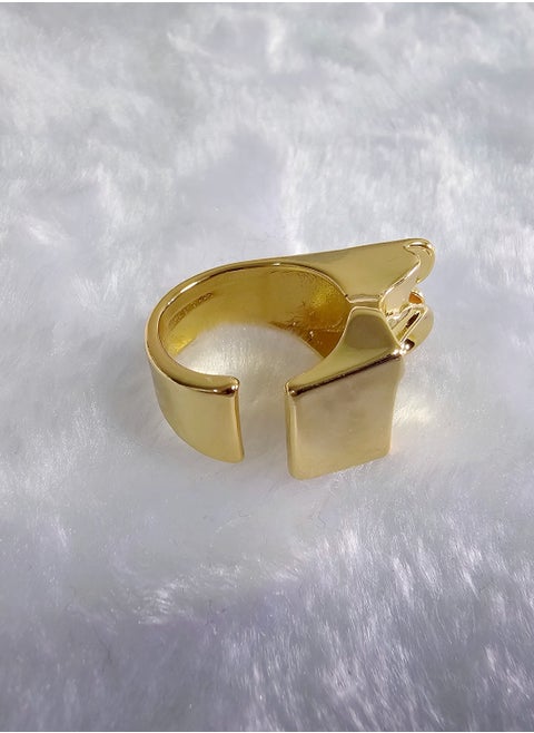 Medieval style unique piece, design retro gold lava texture dune ring female irregular facet open index finger ring