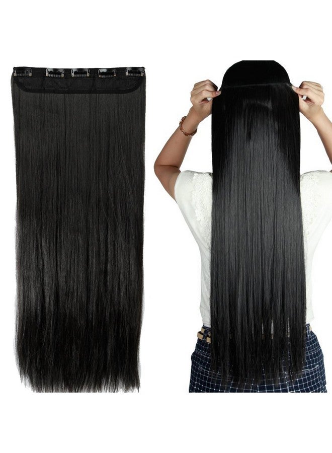 S-noilite Elegant 30(76Cm) Longest Straight Natural Black 34 Full Head One Piece 5 Clips Clip In Hair Extensions - Image 1