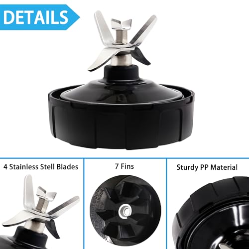 AxPower 2 PACKS 7 FINS Extractor Blades Replacement Part Bottom Blade for Ninja Blender for Nutri Ninja Auto iQ BL642 NN102 BL682 BL2013 and More - Image 4