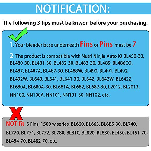 AxPower 2 PACKS 7 FINS Extractor Blades Replacement Part Bottom Blade for Ninja Blender for Nutri Ninja Auto iQ BL642 NN102 BL682 BL2013 and More - Image 3