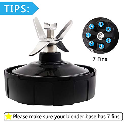 AxPower 2 PACKS 7 FINS Extractor Blades Replacement Part Bottom Blade for Ninja Blender for Nutri Ninja Auto iQ BL642 NN102 BL682 BL2013 and More - Image 2