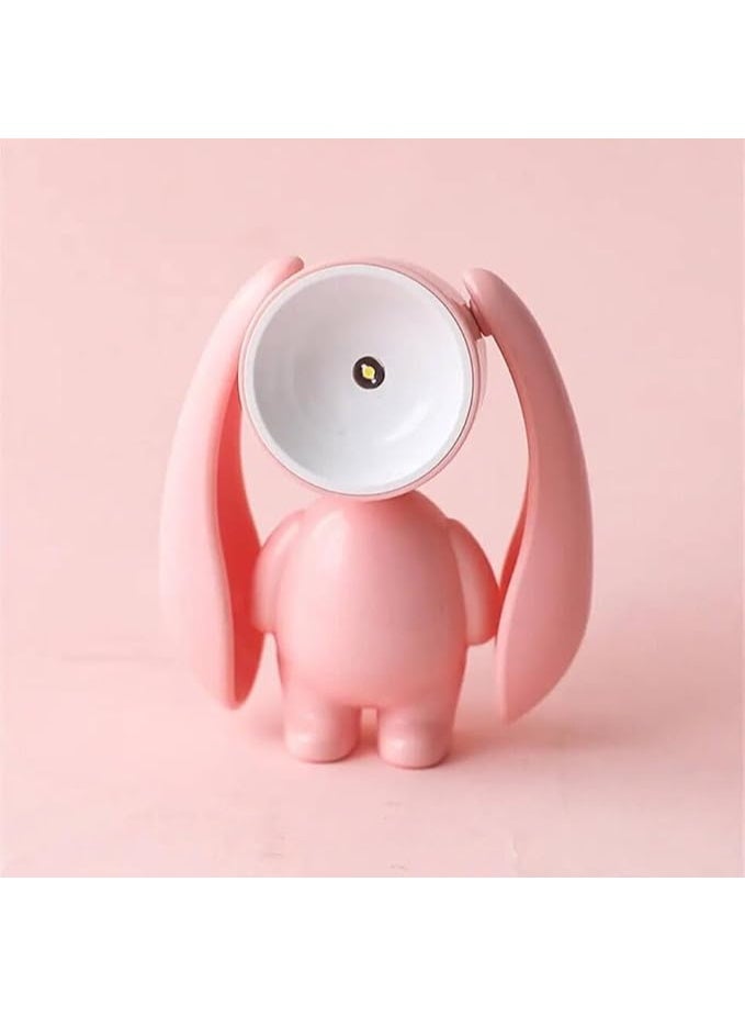 Fun mini bunny-shaped desk set with a built-in light, battery operated Size: 8 * 4 cm PINK