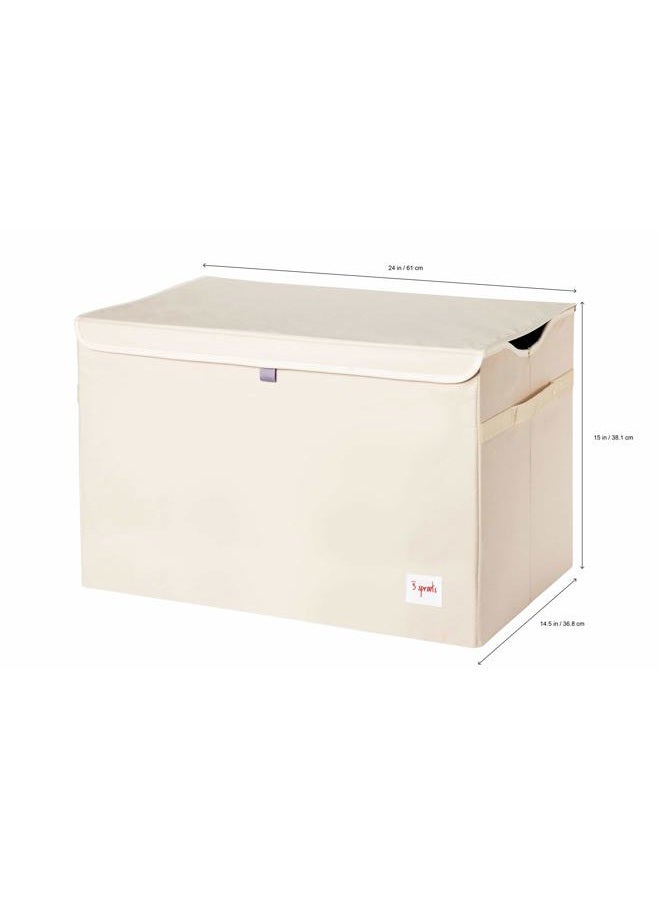 3 sprouts Large Toy Chest for Kids with Lid and Handles - Collapsible Toy Storage Bin/Trunk/Box/Basket Organizer for Boys & Girls Playroom, Nursery, Hippo  - Image 2