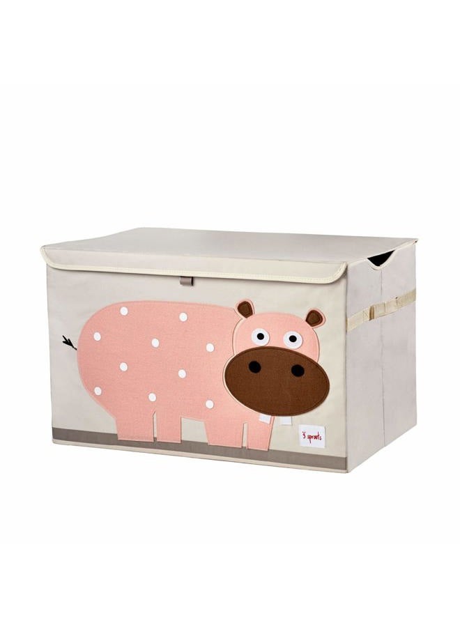 3 sprouts Large Toy Chest for Kids with Lid and Handles - Collapsible Toy Storage Bin/Trunk/Box/Basket Organizer for Boys & Girls Playroom, Nursery, Hippo  - Image 1