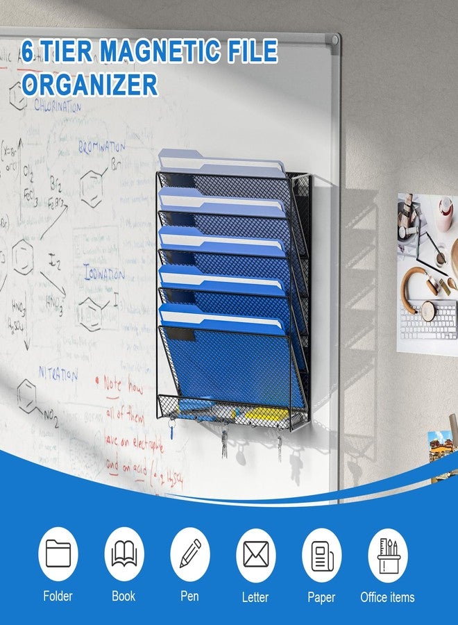 OUTWOLF Magnetic File Holder, 6-Tier Magnetic Wall Hanging File Organizer, Paper Folder Mail Organizer for Office, File Cabinets, Whiteboard, Fridge - Image 5