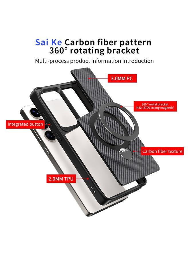 اس-توب جراب لهاتف Samsung Galaxy S25 Ultra 5G مصنوع من ألياف الكربون وحامل MagSafe 360 - Image 3