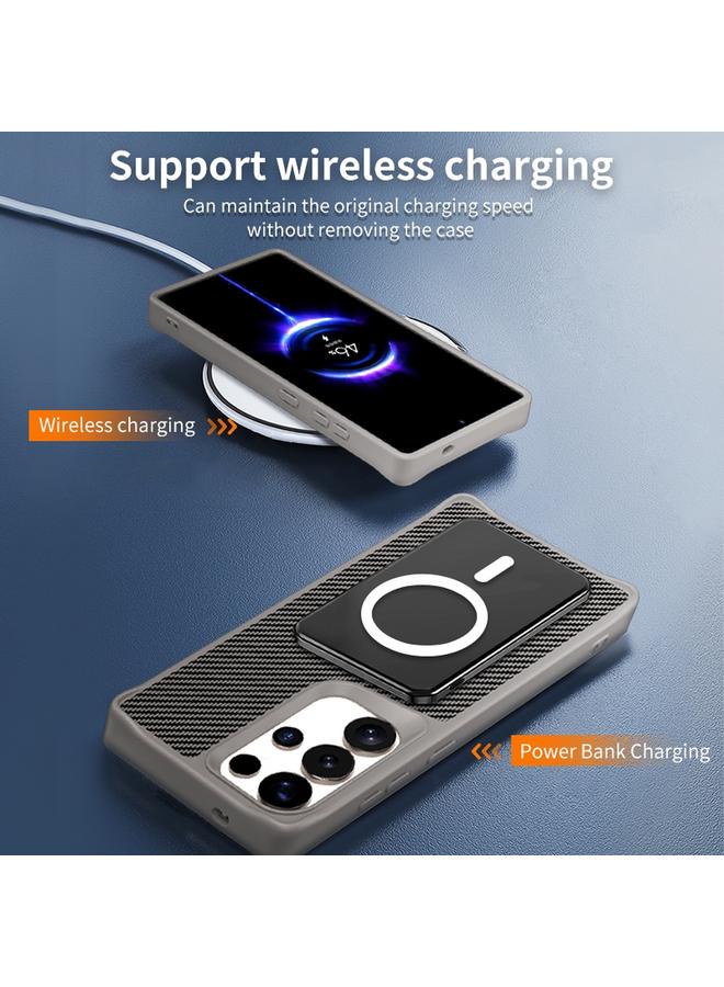 اس-توب جراب لهاتف Samsung Galaxy S25 Ultra 5G مصنوع من ألياف الكربون وحامل MagSafe 360 - Image 5