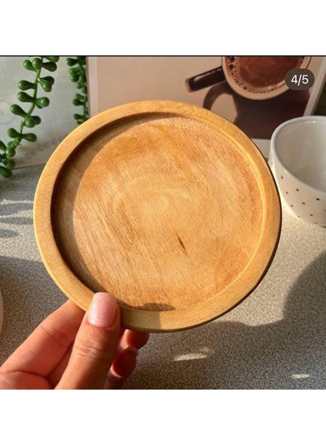 قاعدة أكواب خشبية دائرية طبيعية بتصميم عصرى لحماية الطاولات ومنع الانزلاق (3 قطع) - Image 3