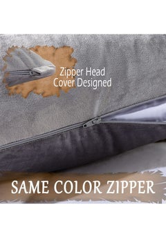 MIXDE Body Pillow with Gray Velvet Pillowcase - Body Pillows for Adults - Long Pillows for Sleeping - Full Body Pillow with Zippered Velvet Cover-20x54inch (Gray)  - Image 5